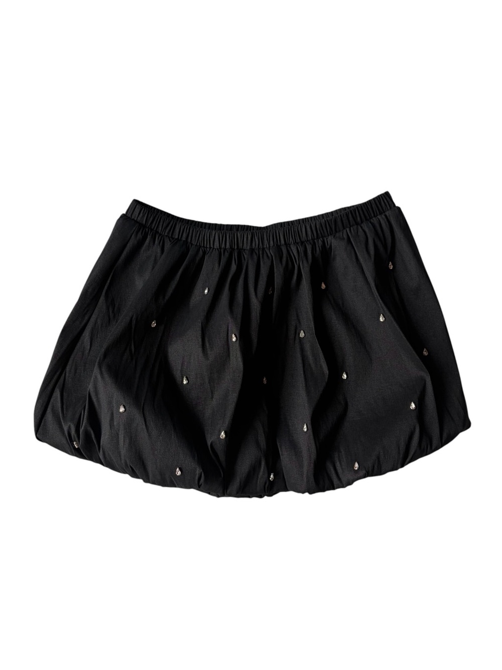 Gianni Bini Nadia Rhinestone Embellished Taffeta Bubble Mini Skirt Black M - Picture 2 of 7